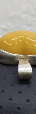 Dije De Corazón Tallado En Ámbar Montado En Plata Ley .925 Amarillo — Coleccionables vintage (foto 6)