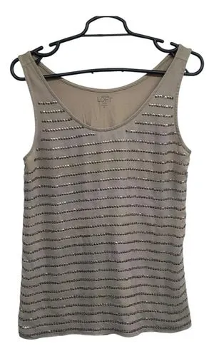 Blusa Ann Taylor Loft Sin Mangas Rayas Lentejuelas Talla Sp Arena Rayas Sp