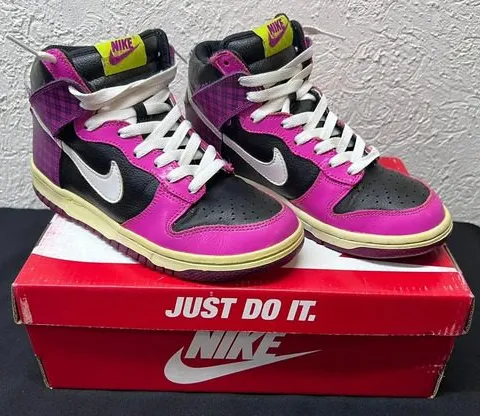 Nike Grade-school Dunk High Black/white-desert Pink Vintage  Fucsia Geométrico 23.5