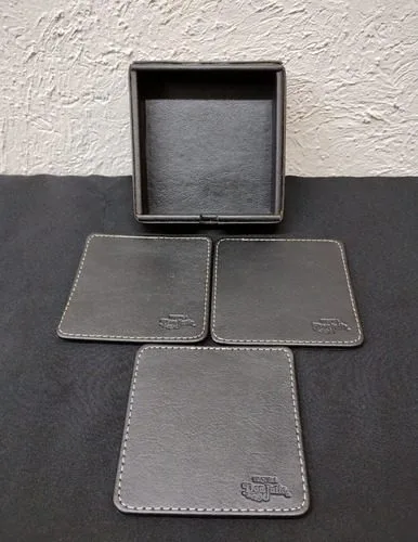 Set 3 Portavasos Colección Don Julio De Piel Vintage Usado Don Julio Liso Negro — Coleccionables vintage