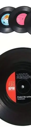 Set 6 Posavasos Mini Disco Vinil Vintage Retro Portavasos Mini Discos Vinilo Negro — Audio vintage, años NOW (foto 9)