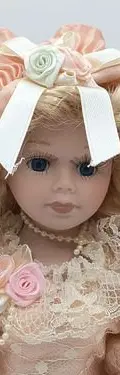 Muñeca De Porcelana Rubia Vestido Encaje Rosa Bolso Vintage — Coleccionables vintage, años 80s (foto 3)
