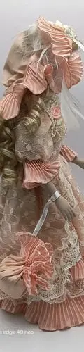 Muñeca De Porcelana Rubia Vestido Encaje Rosa Bolso Vintage — Coleccionables vintage, años 80s (foto 6)