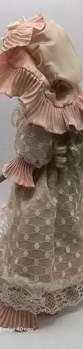 Muñeca De Porcelana Rubia Vestido Encaje Rosa Bolso Vintage — Coleccionables vintage, años 80s (foto 8)