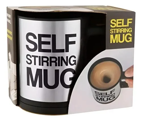 Taza Termo Mezcladora Automática Con Tapa Pilas 350ml Negro — Decoración vintage, años NOW