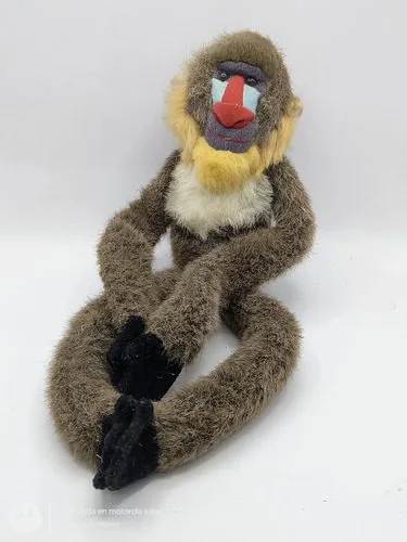 Mandril Colgante Vintage K&m International Mono Felpa 46cm Gris — Coleccionables vintage