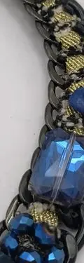 Collar Gargantilla Metálico Azul/negro Ahumado Con Pedreria Azul
