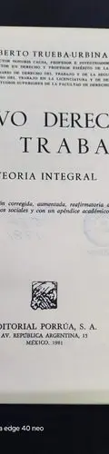 Nuevo Derecho Del Trabajo 6a Ed Alberto Trueba-urbin Porrúa — Coleccionables vintage, años 80s (foto 4)