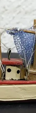 Barco De Madera Miniatura Hecho A Mano En China Vintage 90's Beige — Decoración vintage, años 90s (foto 4)