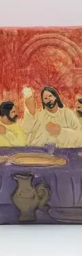 Set Velas De Cerámica Imagen Última Cena Y Cristo Vintage Rojo Set 3-pack Velas De Cerámica Artesanal Imagen Última Cena Y Cristo Vintage Sin Aroma — Decoración vintage (foto 3)