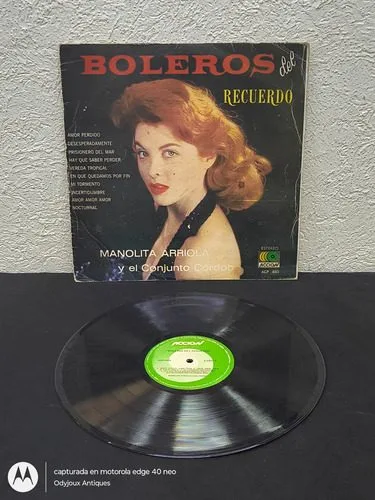 Disco Lp Vinilo Manolita Arriola Boleros Del Recuerdo Coro — Audio vintage