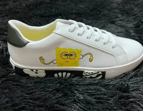 Tenis Bob Esponja Sneakers Casual Nickelodeon Original #3  Blanco Bob Sponja 23