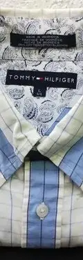 Camisa Tommy Hilfiger Rayas/cuadros Azul-blanco L Manga Larg Blanco Rayado/cuadros G — Coleccionables vintage