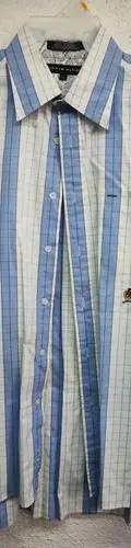 Camisa Tommy Hilfiger Rayas/cuadros Azul-blanco L Manga Larg Blanco Rayado/cuadros G — Coleccionables vintage (foto 2)