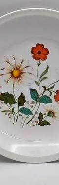 Plato Antiguo Porcelana Mediano Flores San Isidro Usado Blanco Floreado — Decoración vintage