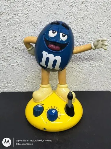 Figura Animada M&m's Azul Radio Am/fm Año 2000 Con Detalle Azul