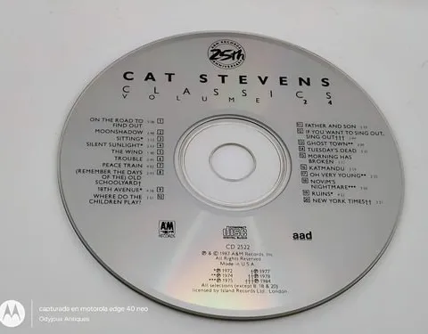 Cd Cat Stevens - Classics Vol 24 A&m Records 1987 Solo Disco