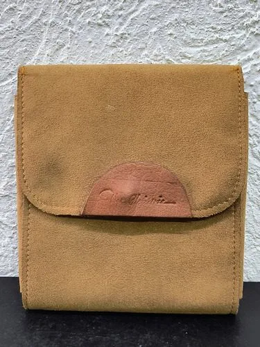 Estuche Exhibidor De Joyería Para Collar En Gamuza Y Piel Camel — Coleccionables vintage