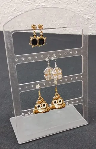 Exhibidor Aretes Placa Transparente Acrílico 19cm Lote 7pzs Blanco — Coleccionables vintage