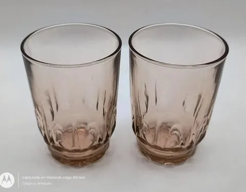 Vasos De Vidrio Rosa Vintage Kedaung Group Indonesia 2pz Coral Claro