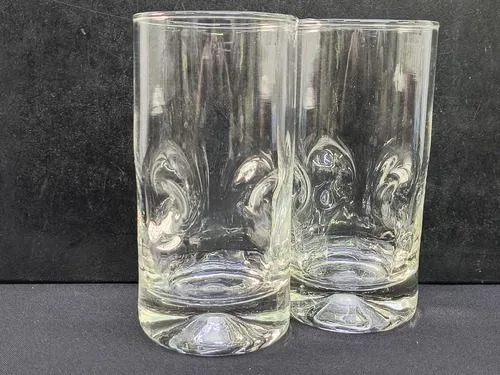 Set Vasos Pedrada Old Fashion De Vidrio 14cm 300ml Vintage Transparente — Coleccionables vintage