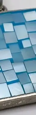 Dije Cuadro Con Mosaico En Nácar Azul Montado En Plata .925  Turquesa — Decoración vintage (foto 3)