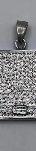 Dije Cuadro Con Mosaico En Nácar Azul Montado En Plata .925  Turquesa — Decoración vintage (foto 9)