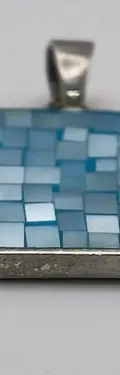 Dije Cuadro Con Mosaico En Nácar Azul Montado En Plata .925  Turquesa — Decoración vintage (foto 4)