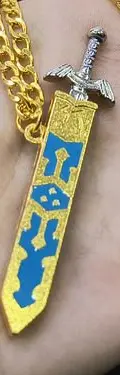 Collar Colgante Espada De Link Of Zelda Nintendo Dorado Con Azul — Coleccionables vintage, años NOW (foto 2)