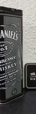 Caja Metálica Promo Jack Daniel's Ed Mr. Jacks Birthday 2011 Negro Y Gris Con Letras Blancas Rayas — Coleccionables vintage, años NOW
