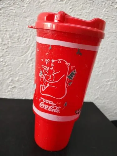 Termo/vaso Coca Cola Navideño Con Tapa Osos Toma Lo Bueno Rojo Osos Navideños — Coleccionables vintage, años NOW