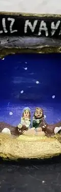 Nacimiento Miniatura Artesanal Feliz Navidad Vintage — Decoración vintage