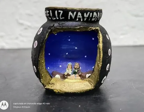 Nacimiento Miniatura Artesanal Feliz Navidad Vintage