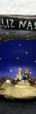 Nacimiento Miniatura Artesanal Feliz Navidad Vintage — Decoración vintage (foto 2)