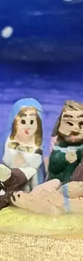 Nacimiento Miniatura Artesanal Feliz Navidad Vintage — Decoración vintage (foto 3)