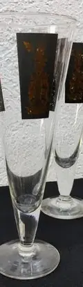 Vasos Pilsner Copa Vintage Oro Negro Lakshmi Diosa Hindú 4pz Transparente Con Negro Y Dorado — Coleccionables vintage, años 80s (foto 7)