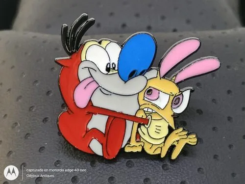 Pin/broche Metalico Ren & Stimpy Retro Nickelodeon 2.5cm Beige Pin/broche Metalico Ren & Stympy Retro Nickelodeon 2.5cm — Coleccionables vintage, años 90s