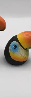 Familia De Tucanes Hechos De Barro/arcilla Vintage Colección Negro Naranja Amarillo Verde Azul Blanco — Coleccionables vintage (foto 3)