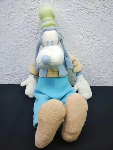 Peluche Goofy Tribilin Suave Disney Vintage 48cm Original Azul Claro Con Beige Y Verde