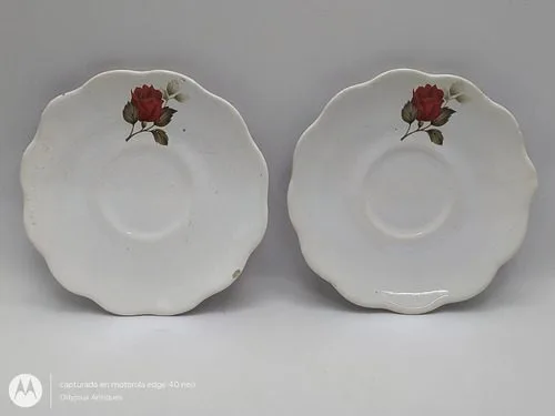 Plato Pastelero Rosas Vintage De Cerámica 15cm Lote 2pz Beige Rosas Vintage — Decoración vintage, años 70s