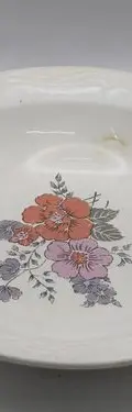 Plato Hondo Floral Cerámica Primavera Ironstone Vintage 70s Blanco Floreado — Decoración vintage, años 70s (foto 6)