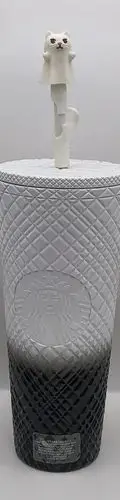 Vaso Starbucks Halloween Gato Fantasma Brilla Oscuridad 2024 Blanco