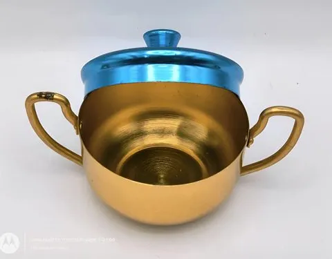 Mini Cacerola De Juguete Vintage De Aluminio Con Tapa 7cm Dorado Oscuro