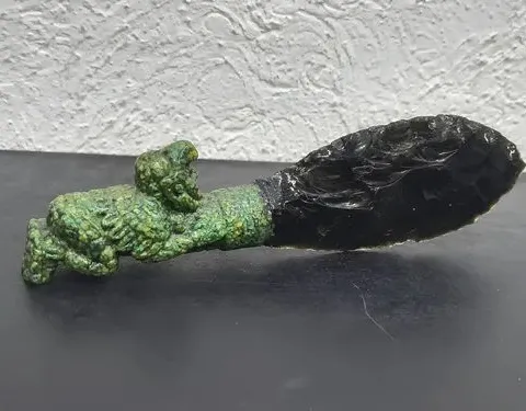 Daga Ceremonial Obsidiana/malaquita Guerrero Aguila Artesnal