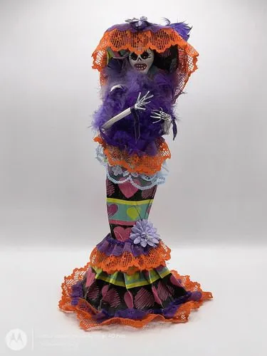 Catrina De Papel Maché Artesanal Hecha A Mano Retro 37cm Mx Colores