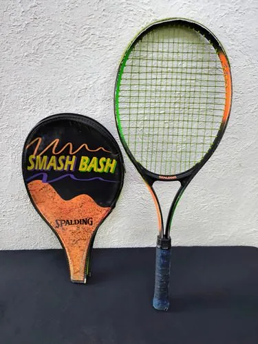 Raqueta De Tenis Smash Bash Spalding Deportiva Retro Orignal Verde Negro Y Naranja 1 — Coleccionables vintage