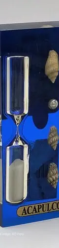 Reloj De Arena Acrílico Caracol/perla Acapulco Pisa Papel Azul — Coleccionables vintage
