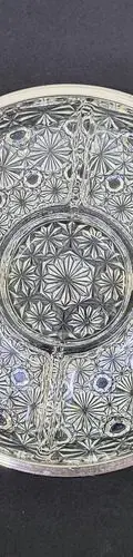 Plato Vintage Vidrio Prensado Filo Plata Botanero 60's 25cm Transparente — Decoración vintage, años 60s (foto 3)