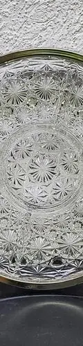 Plato Vintage Vidrio Prensado Filo Plata Botanero 60's 25cm Transparente — Decoración vintage, años 60s (foto 5)