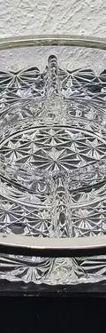 Plato Vintage Vidrio Prensado Filo Plata Botanero 60's 25cm Transparente — Decoración vintage, años 60s (foto 7)